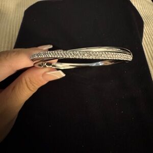 Silver Rhinestone Bangle Bracelet